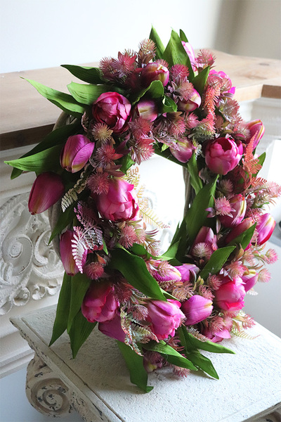 wiosenny wianek Tulipanowy Ciemny Róż