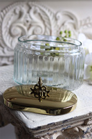 szklany pojemnik z pokrywką, duży, Lux Villa Silver Glamour