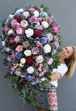 bardzo duża wiązanka nagrobna, Della Tefrina, dł.120cm
