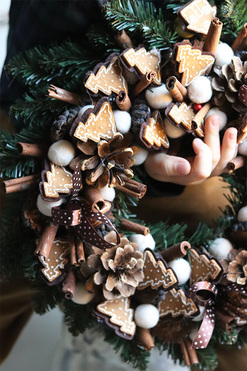 bożonarodzeniowy wianek, Pierniki, śr.33cm 