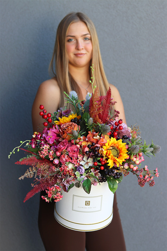 Jesienna Magia 2, barwny flowerbox z owocami