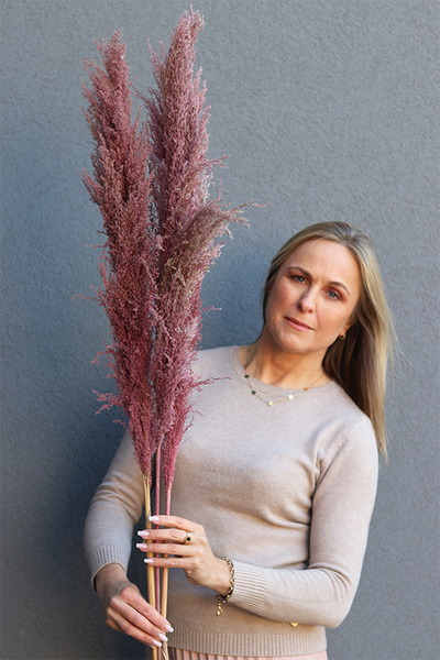 Pampasy Pink Long, bukiet suszonych traw