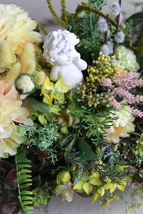 Benuti, wiosenny kosz z żółtymi kwiatami, wym.35x65cm 