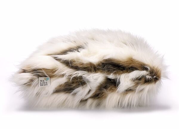 Fluffy, poduszka dekoracyjna z futerkiem, biało-brązowa, wym.50x50cm 