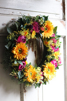 kolorowy wianek, Słoneczny Gerbery, śr.38cm 