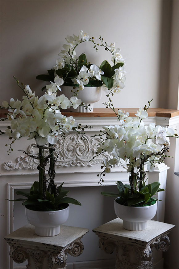 Japandi Orchid, sztuczny storczyk w ceramicznym pucharze