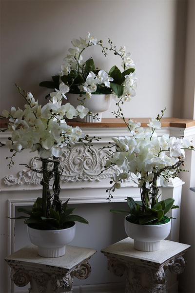 Japandi Orchid, sztuczny storczyk w ceramicznym pucharze