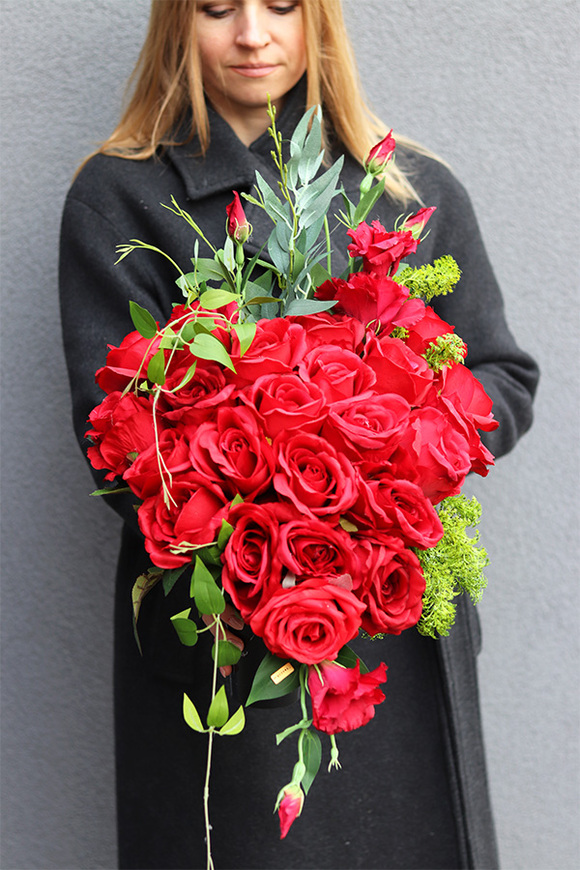 Czerwone Róże Heartano Premium, bukiet nagrobny w kształcie serca