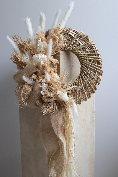 Boho Art, dekoracyjny wianek z suszem