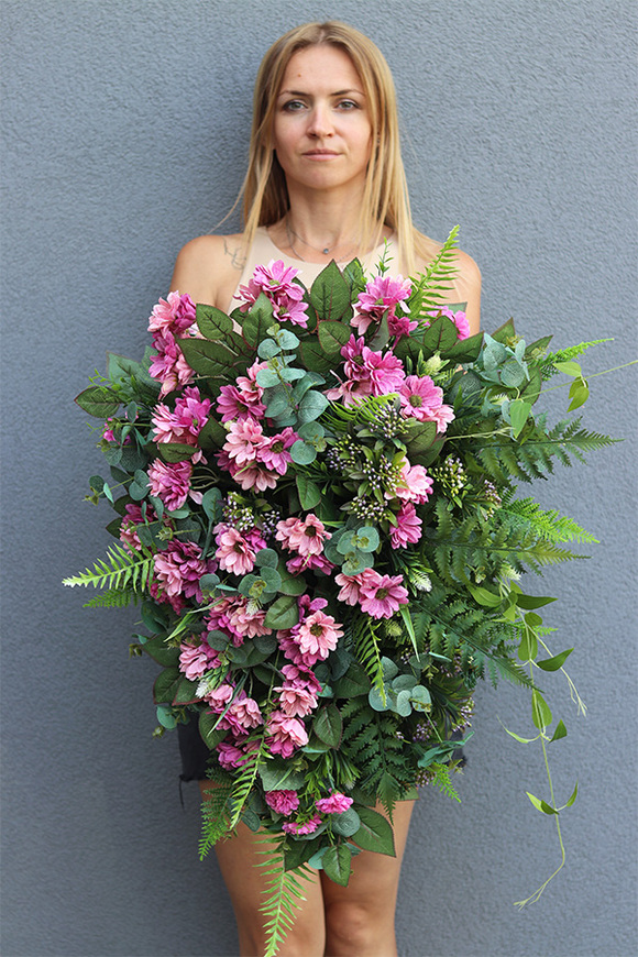 Juderia Fiolet, komplet dekoracji nagrobnych, wiązanka + bukiet