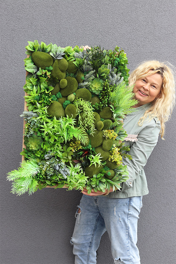 Sukulenty Green Forest 2, atrakcyjna jednostronna rama