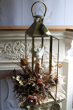 Angelo Garden Winter Gold, lampion nagrobny z kwiatami, wys.95cm