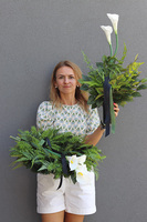 Kalla Isolire, komplet wieniec & bukiet, mniejszy, śr.50cm/65cm