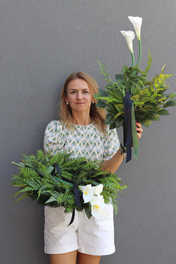 OD RĘKI Kalla Isolire, komplet wieniec & bukiet, B, śr.50cm/65cm