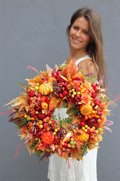 wianek na drzwi Jesienna Poświata, śr.33cm