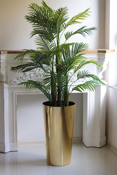 Areca Golderia, wysokiej jakości sztuczna palma w złotej donicy