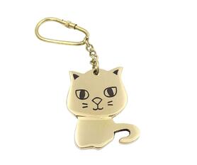 Kotek, mosiężny brelok do kluczy, dł.11.5cm