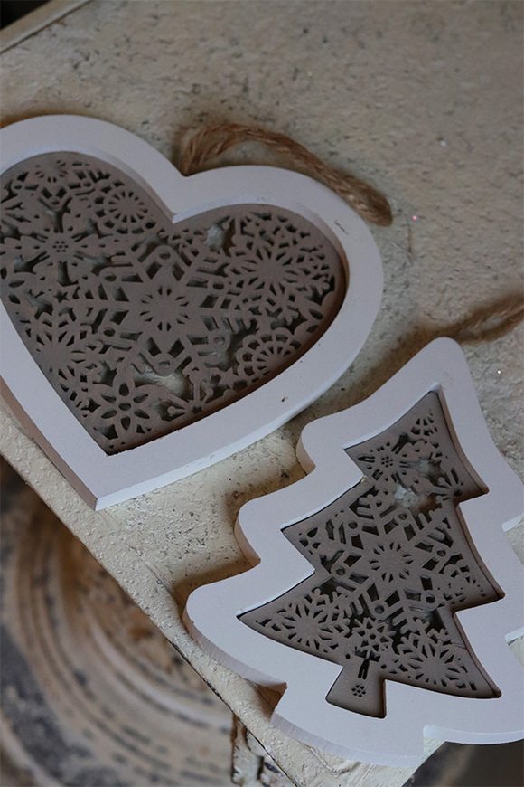 Merry Xmas, drewniana zawieszka serce