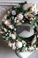 Crista Gold, złoty świąteczny wianek, śr.68cm 