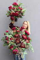 Burgunde, komplet dekoracji nagrobnych, kompozycja & bukiet 