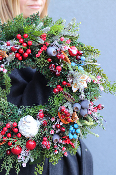 Magic Bird, świąteczny wianek z ptaszkiem