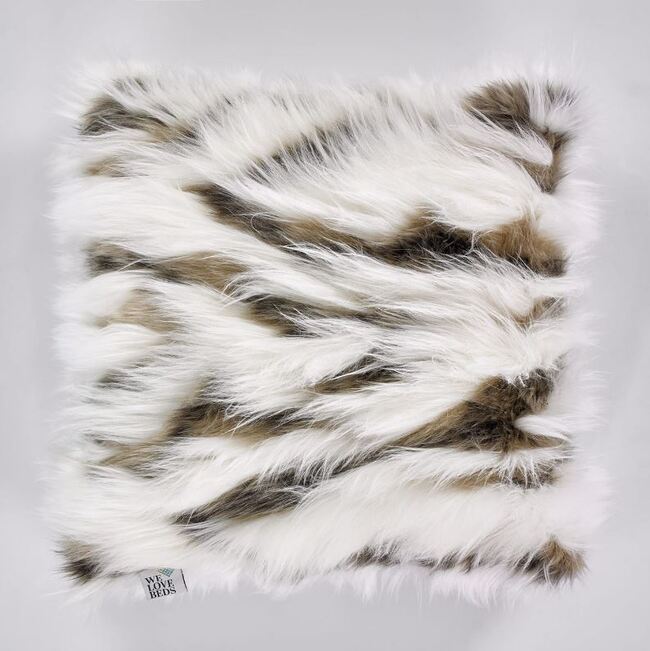 Fluffy, poduszka dekoracyjna z futerkiem, biało-brązowa, wym.50x50cm 