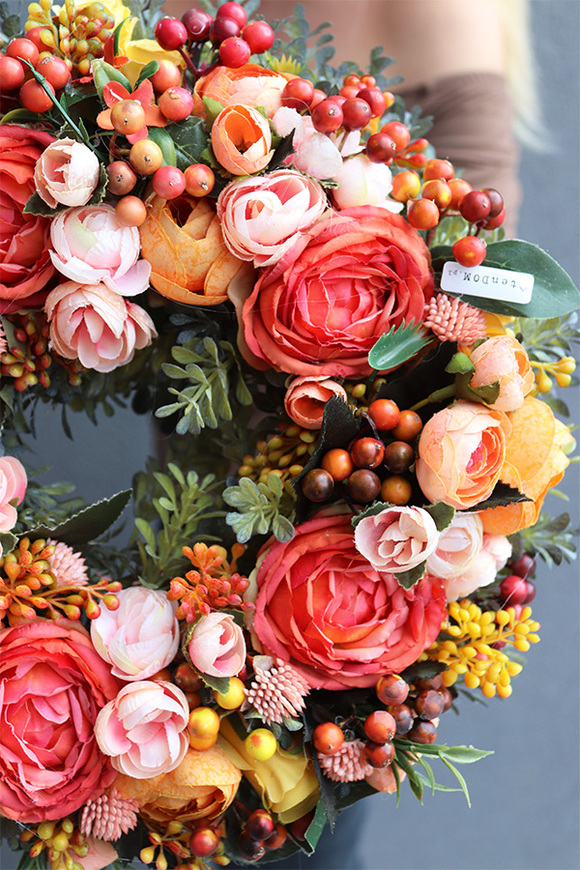 dekoracyjny wianek na drzwi, Orangis, śr.35cm 