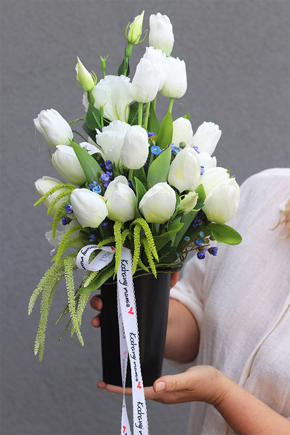 White Heart, bukiet nagrobny we wkładzie do wazonu