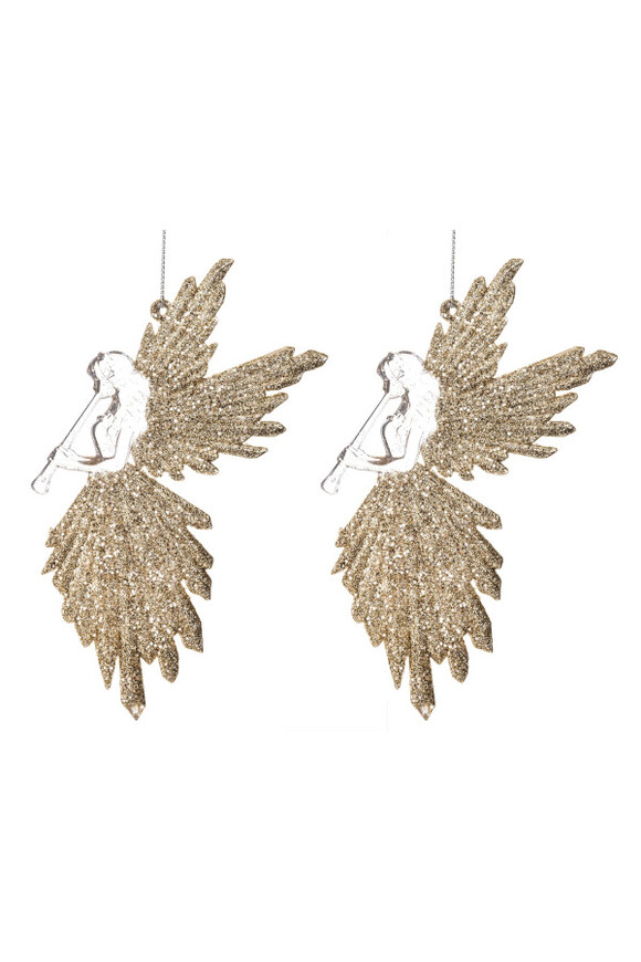 Crystalia, złote anioły A, kryształowe zawieszki świąteczne