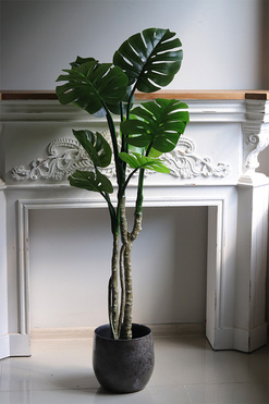 Monstera Clementine, drzewko sztuczne w donicy, wys.140cm