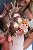 Beige Pumpkin, welurowy flowerbox jesienny, wym.40x40x30cm