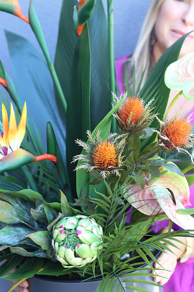 Anturium & Strelicja Grey Mediolan, egzotyczna kompozycja, wys.120cm