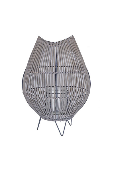 Boho Grey, lampion drewniany z wkładem szklanym