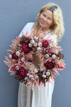 Bordotte, jesienny wianek na drzwi, śr.45cm