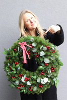 Merry Little Christmas, świąteczny wianek z kokardą