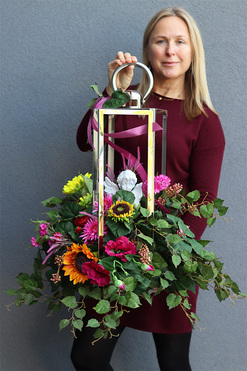 Angelo Garden Koloria 2, lampion nagrobny z kwiatami, wys.62cm