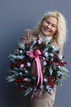 Redis, zimowy wianek na drzwi, śr.45cm