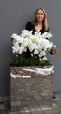 Steel, podłogowy storczyk w stalowej donicy, wys.139cm