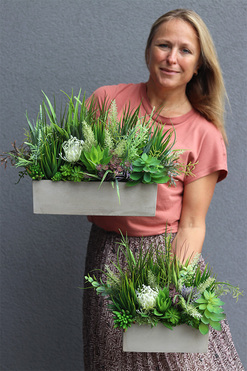 Jedona Big, kompozycja sukulenty w betonowej donicy, większa, wym.35x24cm 