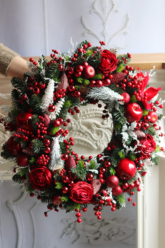 Merry Xmas, świąteczny wianek dekoracyjny