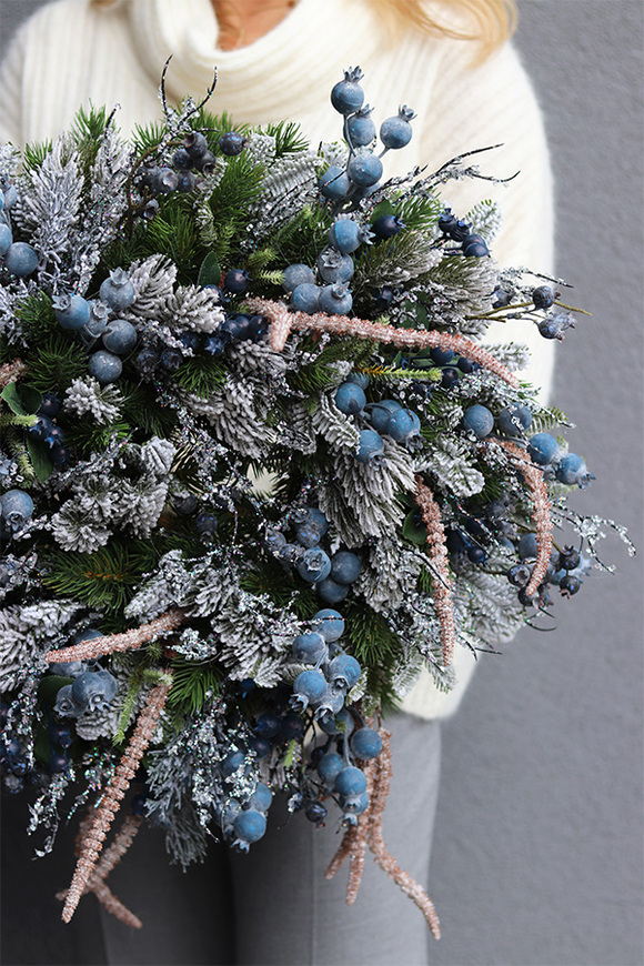 Borówkowa Zima, zimowy wianek z owocami