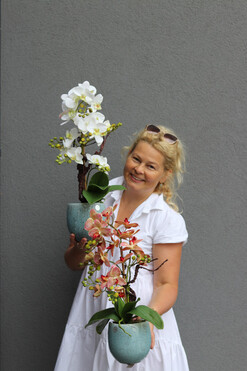 Turkusia Granada, gumowy storczyk w ozdobnej donicy, wys.50cm