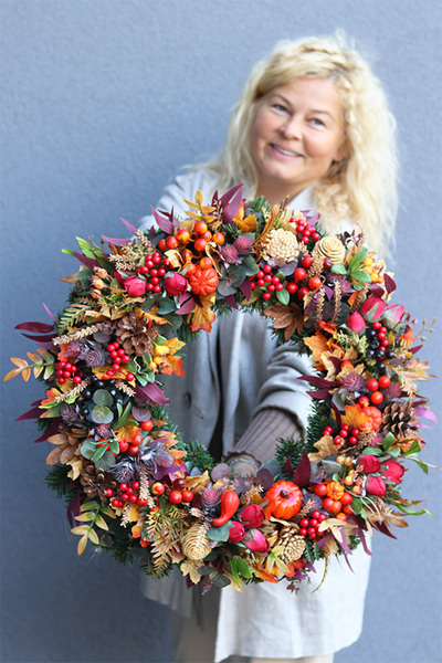  Boski, jesienny wianek z pięknymi dodatkami