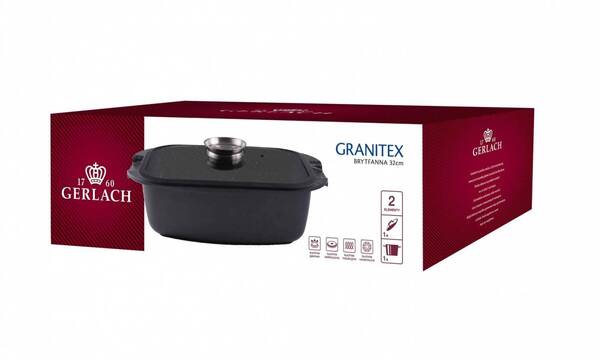 Granitex, brytfanna / naczynie żaroodporne z pokrywką, poj.5.6l, 32cm
