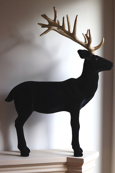 Reindeer Glamour świąteczna figurka renifer welurowy czarny