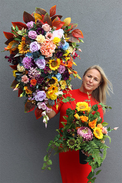 Jesienna Pogoda 2, komplet dekoracji nagrobnych, wiązanka + bukiet