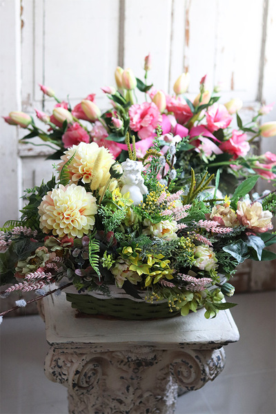 Benuti, wiosenny kosz z żółtymi kwiatami, wym.35x65cm 