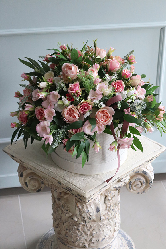 bogaty flowerbox z różami, Różana Kraina 2, wys.40cm 