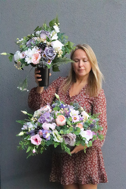 Violet Herrera, komplet dekoracji nagrobnych, kompozycja + bukiet 