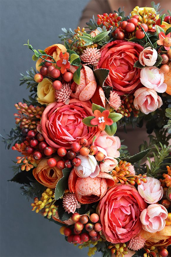 dekoracyjny wianek na drzwi, Orangis, śr.35cm 